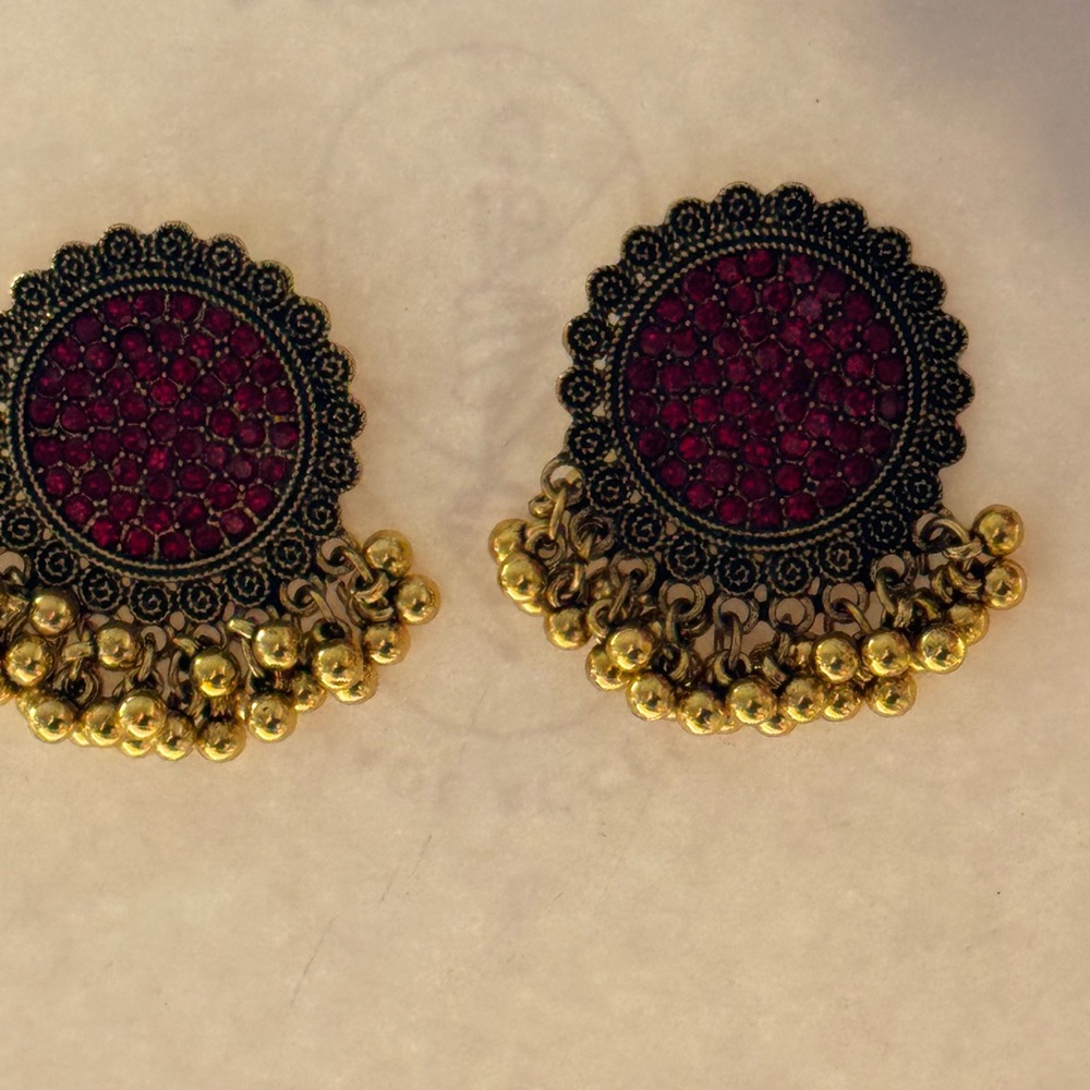 Elegant Gold and Red Earrings